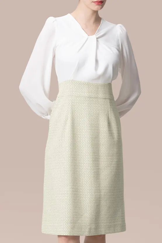 Stretch Georgette x Lame Jacquard:Twisted Trapezoid Dress