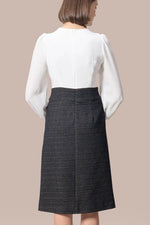 Stretch Georgette x Lame Jacquard:Twisted Trapezoid Dress