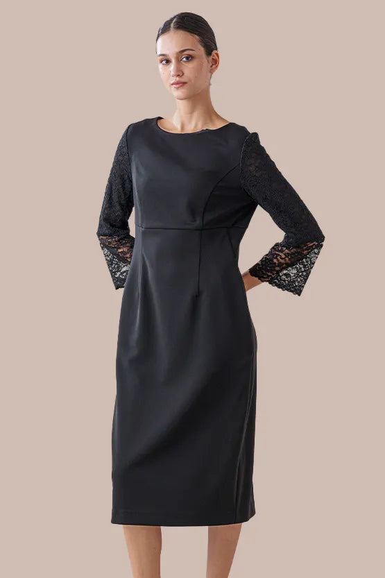 Space Material: Lace Bell Sleeve Dress