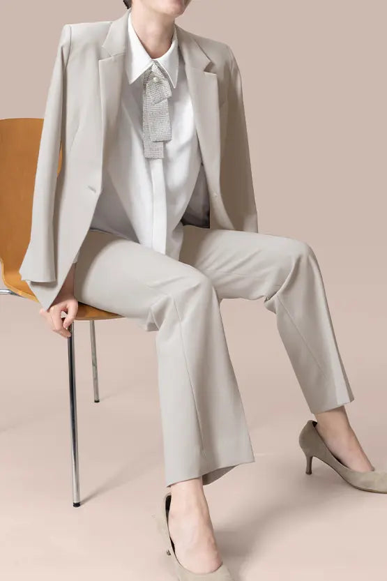 All-Season Material: Smart Stretch Smart Stretch Beige Straight Pants