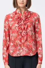 Stretch Chiffon: Ruffle Long-Sleeve Blouse
