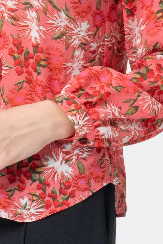 Stretch Chiffon: Ruffle Long-Sleeve Blouse