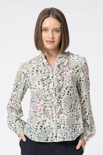 Stretch Chiffon: Ruffle Long-Sleeve Blouse