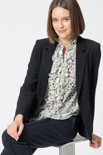 Stretch Chiffon: Ruffle Long-Sleeve Blouse