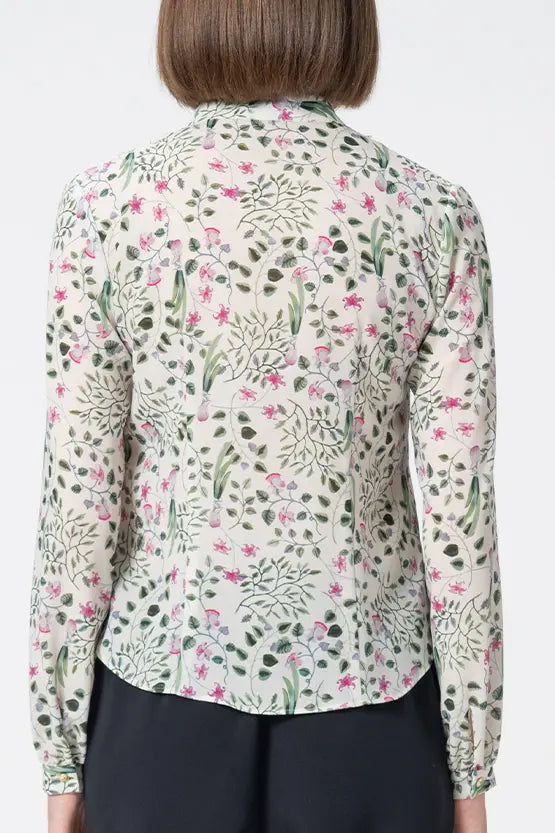 Stretch Chiffon: Ruffle Long-Sleeve Blouse