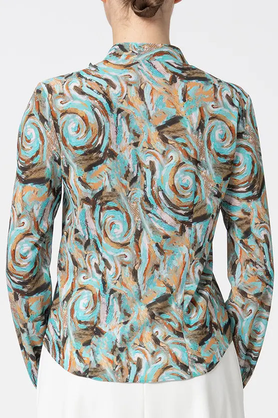 Stretch Chiffon: Ruffle Long-Sleeve Blouse