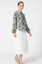 Stretch Chiffon: Ruffle Long-Sleeve Blouse