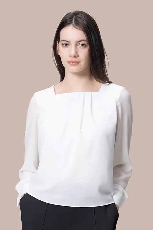 Stretch Chiffon: Square Neck Top