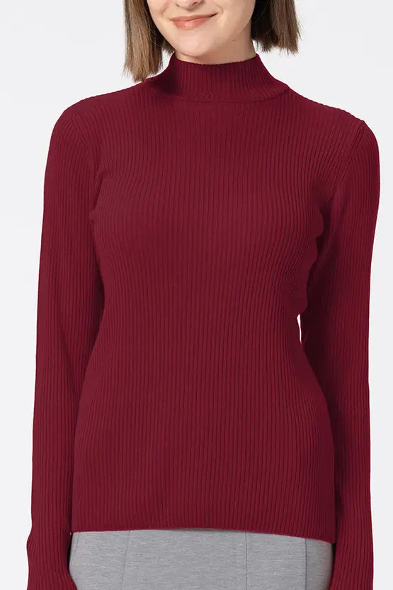 【Washable Wool Knit】High-Neck Top