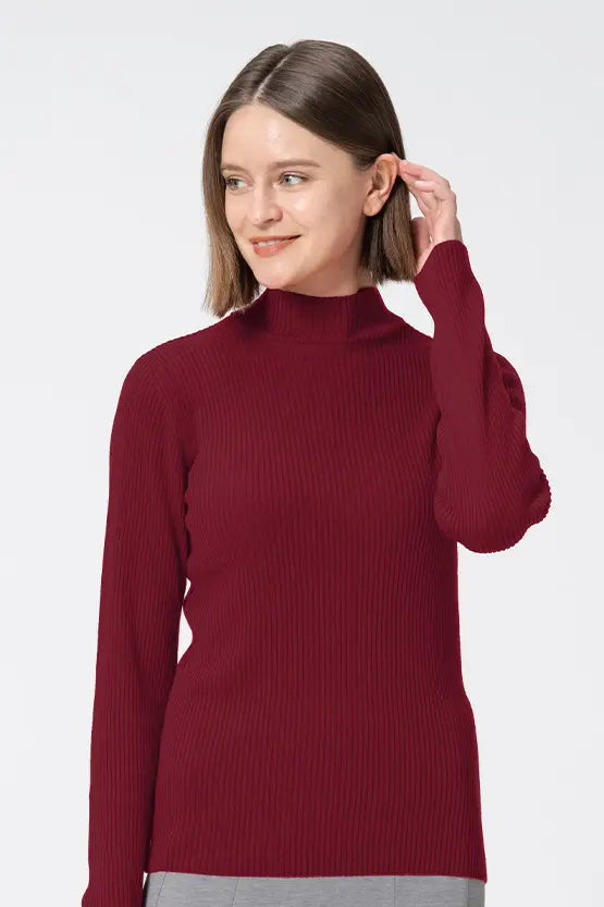 【Washable Wool Knit】High-Neck Top