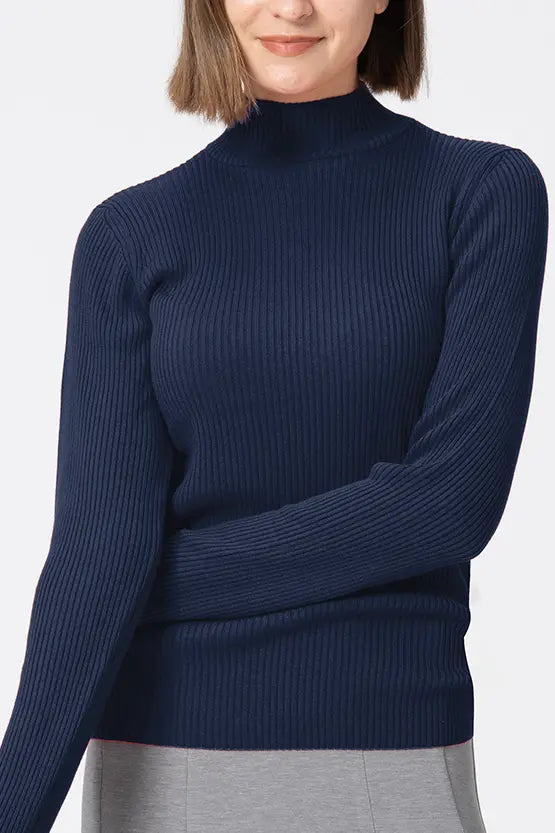 【Washable Wool Knit】High-Neck Top