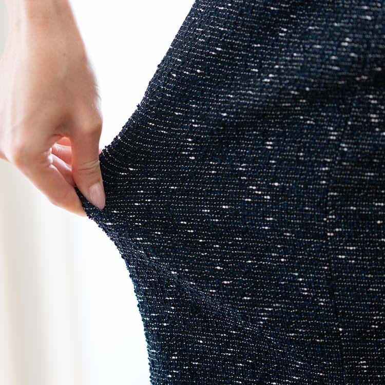 Stretch tweed instantly brightens up your outfit