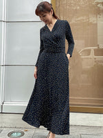 Navy Tiny Dot Long Marilyn Dress
