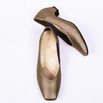 Shiny Brown Vegan Leather Fluffy Flats