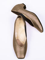 Shiny Brown Vegan Leather Fluffy Flats