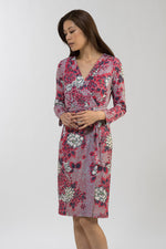 Japanese Pattern: Peony Grey Wrap Dress
