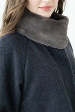 Fur Free: Navy Brown Long Coat