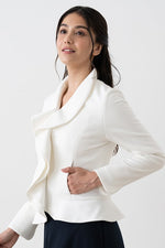 Double Jersey: Double Jersey White Ruffle Jacket