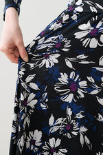 Navy Graphic Flower Cache-Coeur Dress