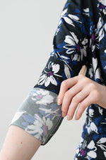 Navy Graphic Flower Cache-Coeur Dress