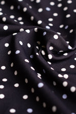 4-Way Stretch: 4-Way Jersey Navy Dot Gather Dress