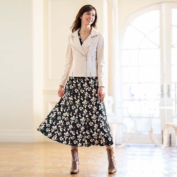 Pair it with a rider jacket in the same color as the flower
