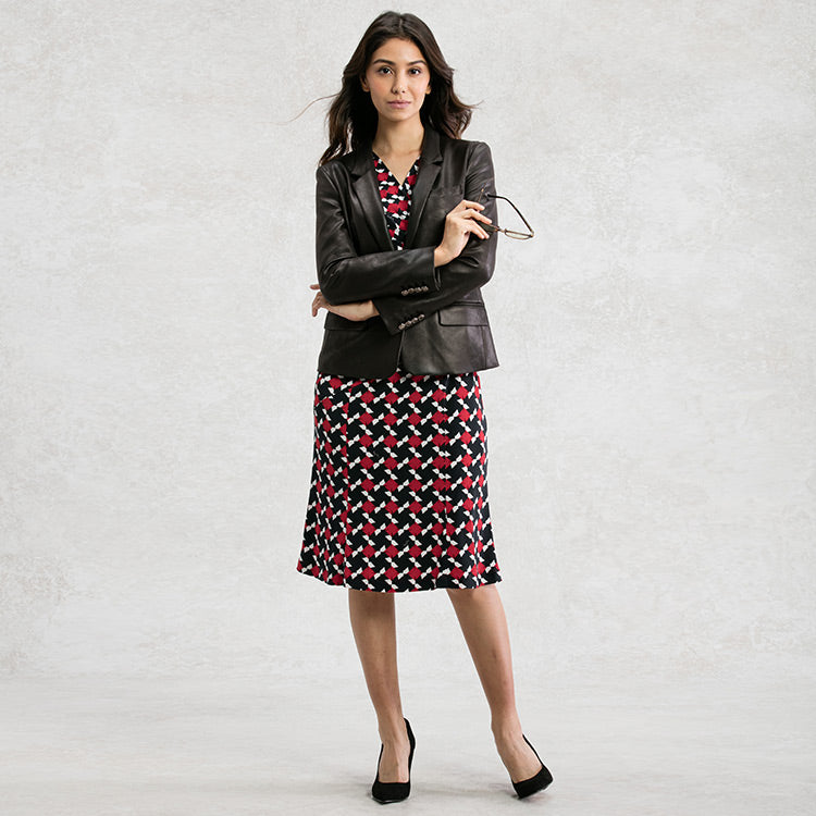 Add a cool touch with a faux leather jacket