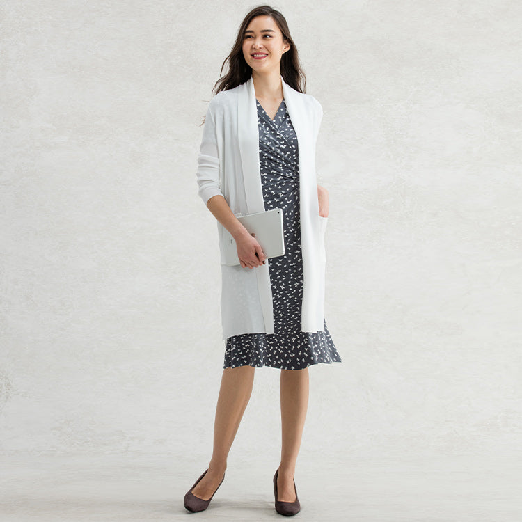 Wear a long cardigan to work in the office