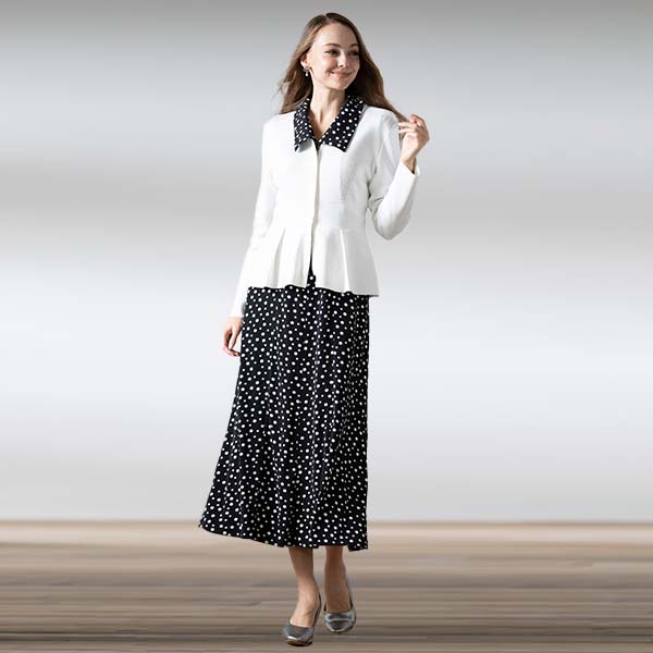 A peplum jacket that creates a slender look