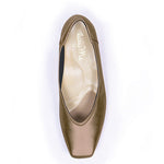 Shiny Brown Vegan Leather Fluffy Flats