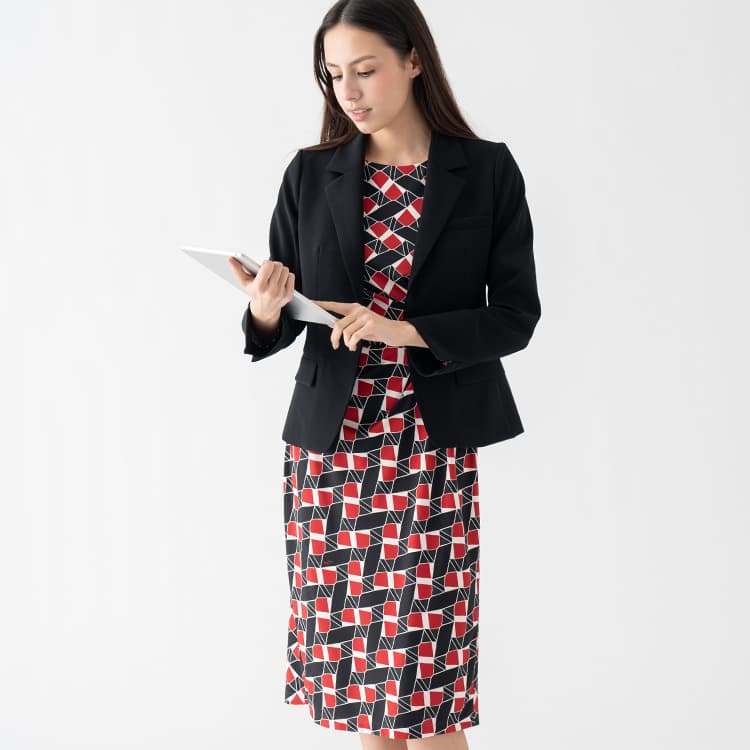 Match the black in the print with the jacket