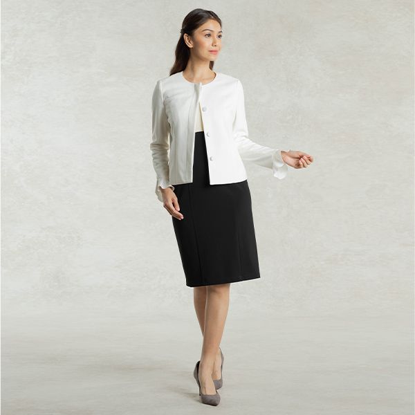 Wear with our round-neck jacket for a graceful allure