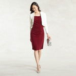 Grape Square Neck Side Gather Dress
