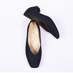 Navy Vegan Leather Fluffy Flats