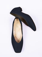 Navy Vegan Leather Fluffy Flats