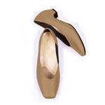 Nude beige vegan leather fluffy flats