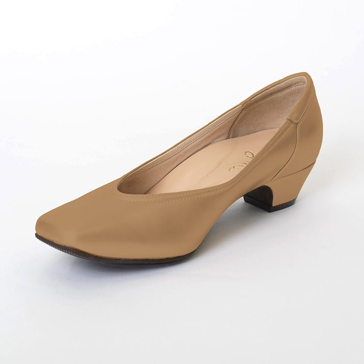 Nude beige vegan leather fluffy flats