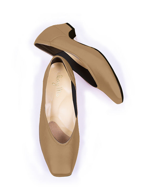 Nude beige vegan leather fluffy flats