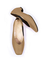 Nude beige vegan leather fluffy flats