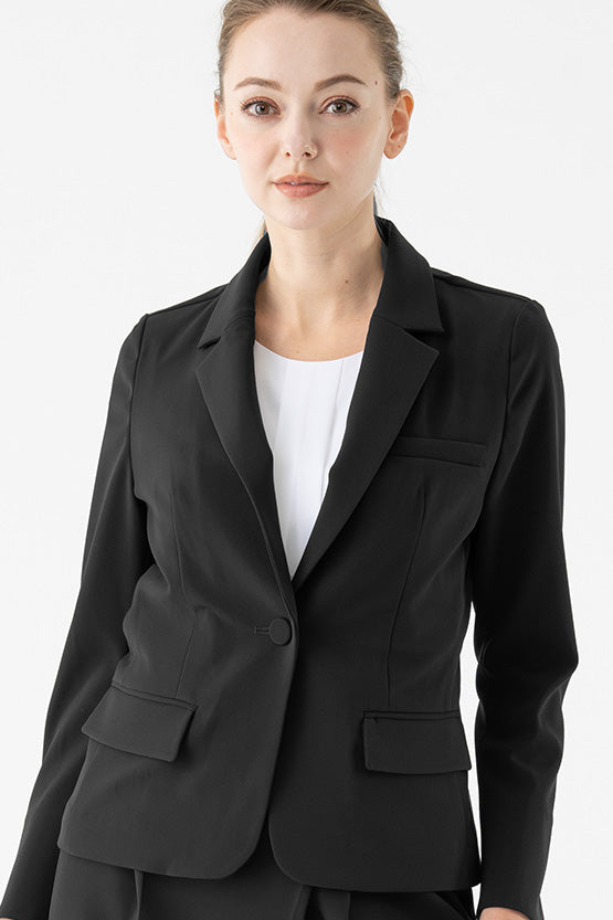 Year-round material, unlined: Smart Stretch Black Three-Pocket Tailored Jacket