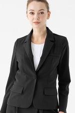 Year-round material, unlined: Smart Stretch Black Three-Pocket Tailored Jacket