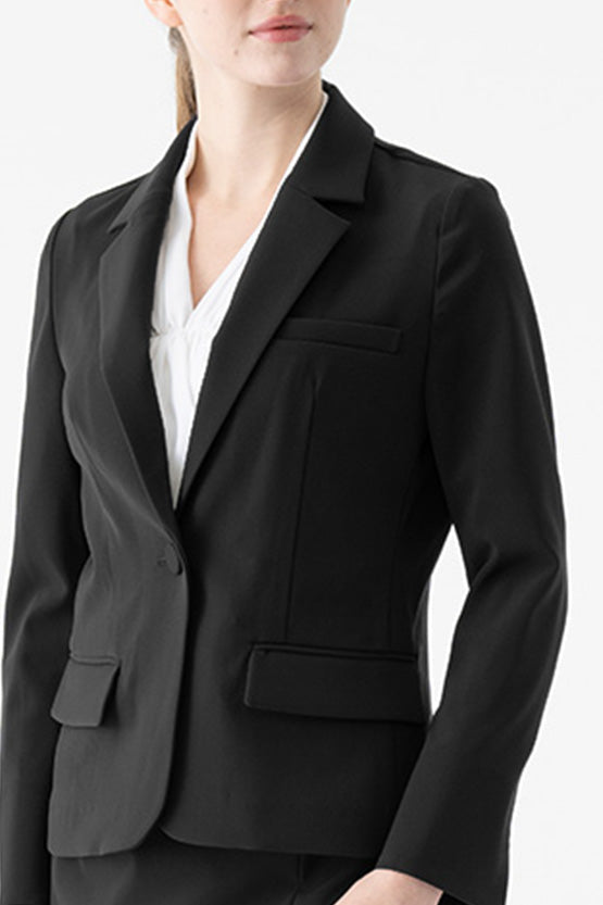 Year-round material, unlined: Smart Stretch Black Three-Pocket Tailored Jacket