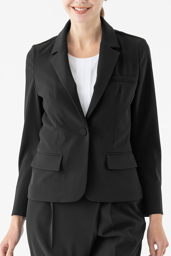 Year-round material, unlined: Smart Stretch Black Three-Pocket Tailored Jacket