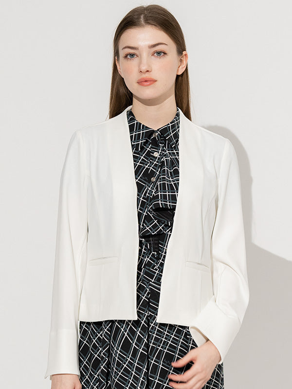 Active Cool: Cooling White Front Hook Collarless Jacket