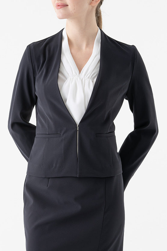Active Cool: Cooling Navy Front Hook Collarless Jacket