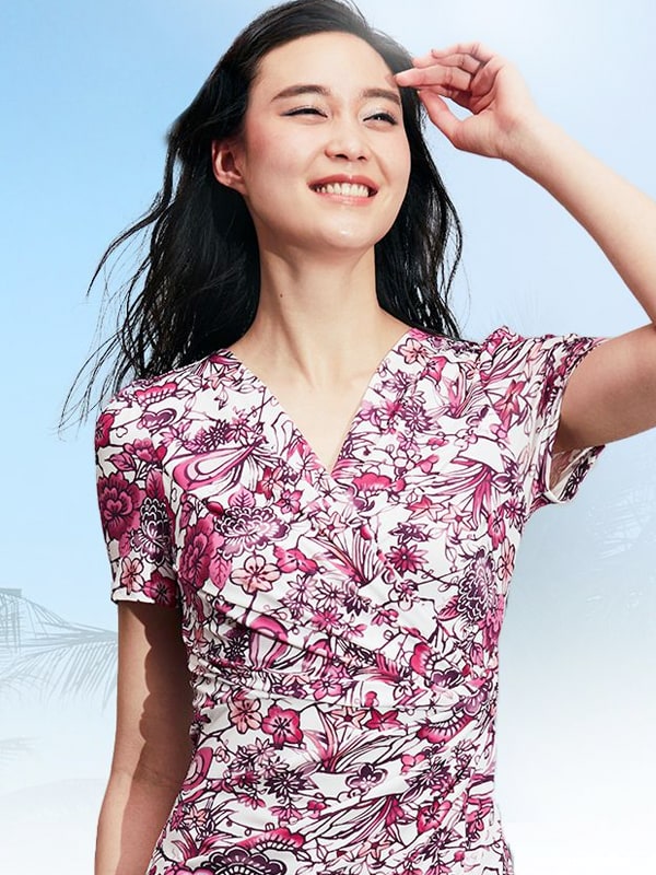 Japanese Pattern: Peony Ryukyu-Bingata Gather Dress