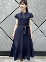 Stretch Chiffon Navy Long Mermaid Dress