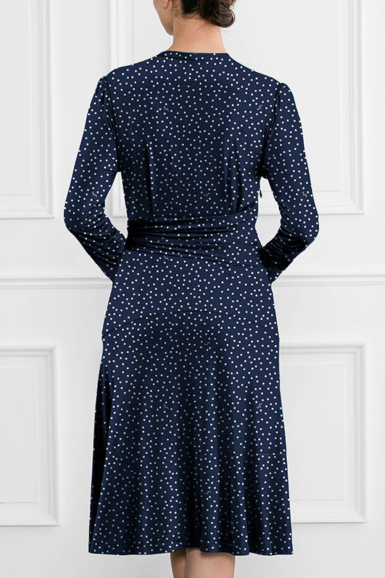 Navy Tiny Dot Cache-Coeur Dress