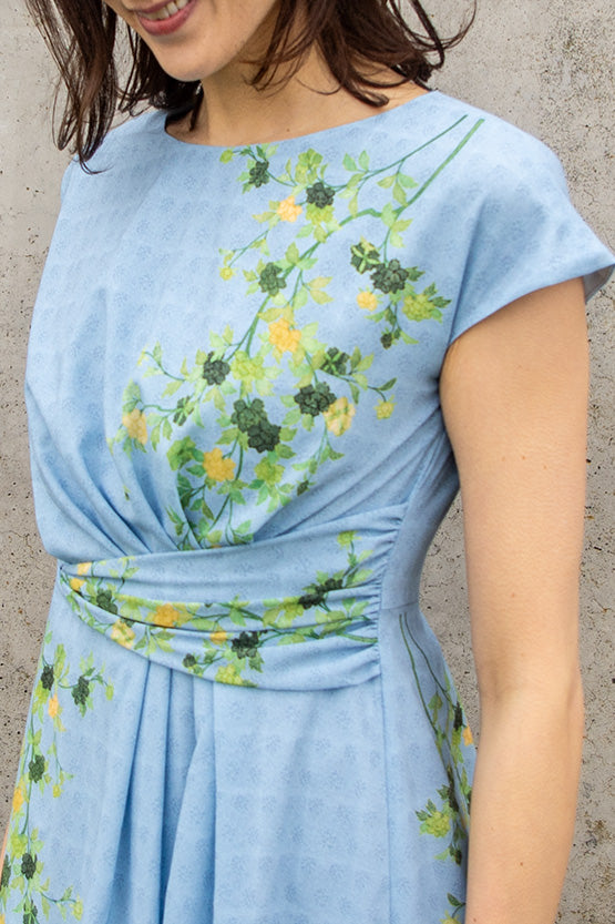 Restock Decided / Stretch Chiffon: Stretch Chiffon Aqua Hana Asagi A-Line Actress Dress