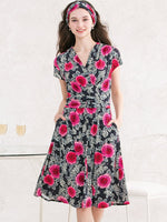 Japanese Pattern: Black Peony Marilyn Dress